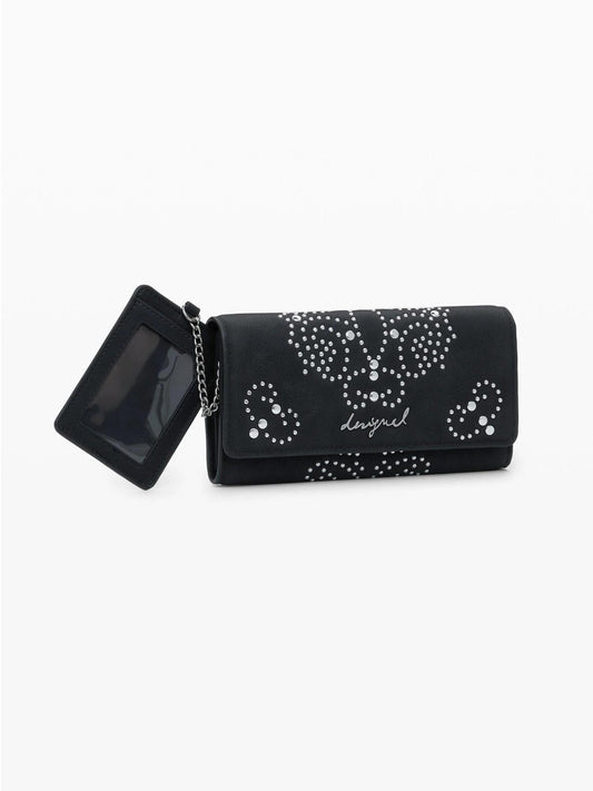 Portafoglio borchie portacarte grande Donna Nero