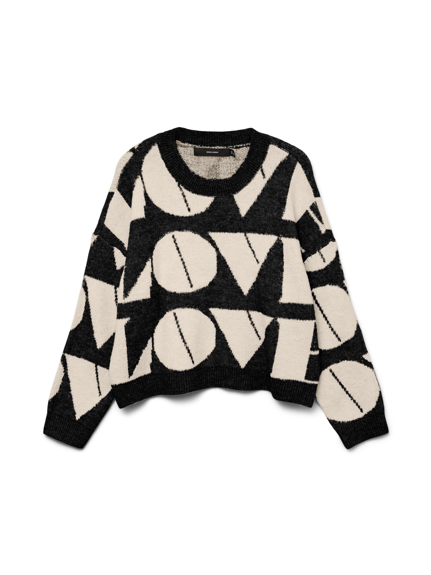 Vero Moda VMLOVE Pullover Donna Nero 10331432 Black W. BIRCH BIG LOVE VERO MODA 