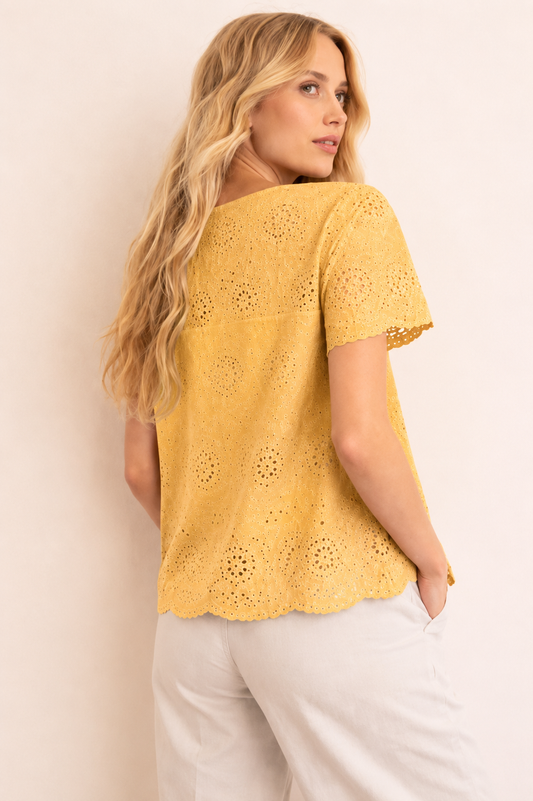 Emme Marella - Women's sunflower yellow sheer T-shirt