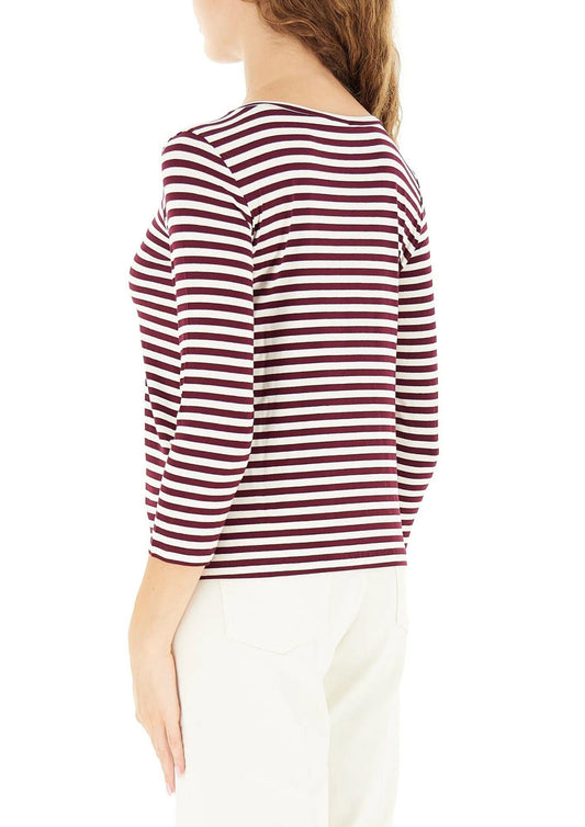 Women's Burgundy Striped Octopus Sweater