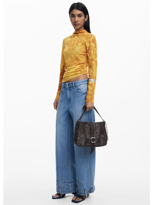 Desigual Borsa effetto pelle con fibbia media Donna Marrone