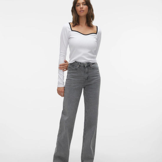 Vero Moda Jeans Donna VMTESSA a Vita Alta Wide Fit Medium Grey Denim 10287304 Medium Grey Denim VERO MODA 