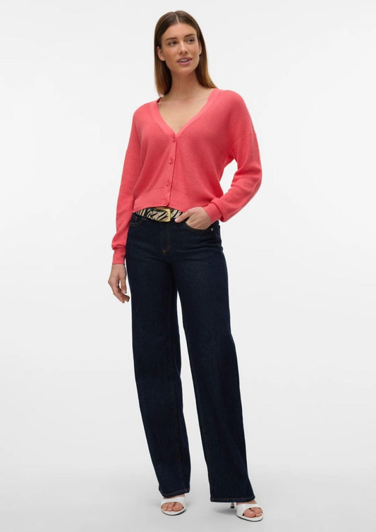 Vero Moda Women's Newlexsun Cardigan Coral Red