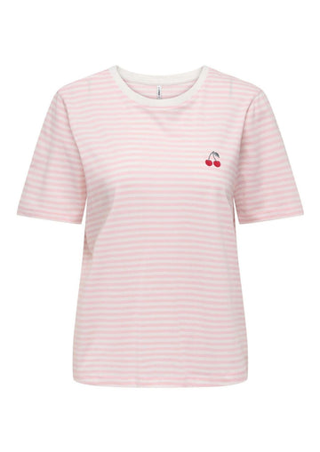 Only T-Shirt Donna Happy Bianca e Rosa