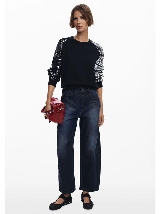 Desigual Maglione a maniche marmorizzate Donna Nero