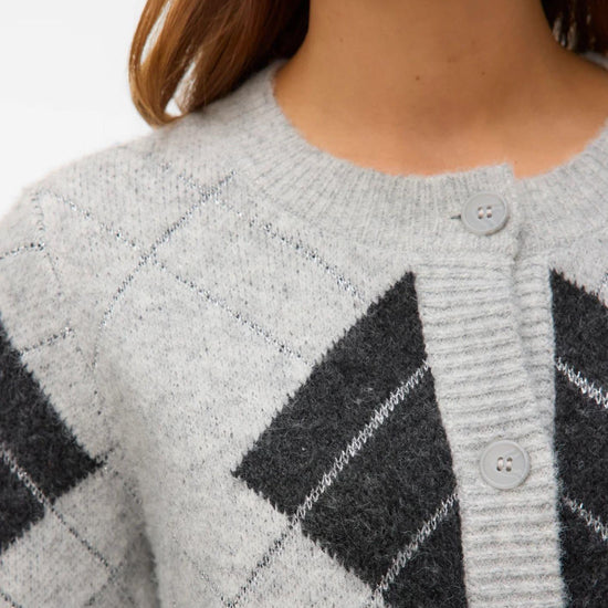 Vero Moda Cardigan Donna Dae Grigio Chiaro Dettaglia Grigio scuro 10334877 W. DGM + SILVER LUREX VERO MODA 