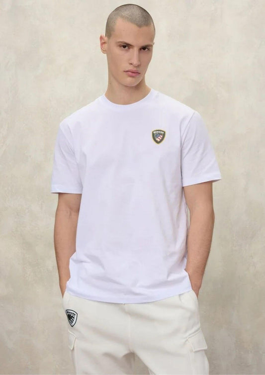 Blauer T-Shirt Uomo Faxon Bianco
