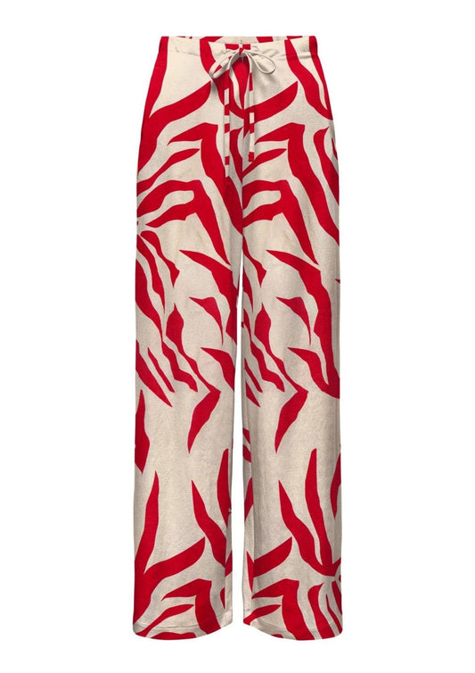 Only - Women's Trousers Sakura White and Red