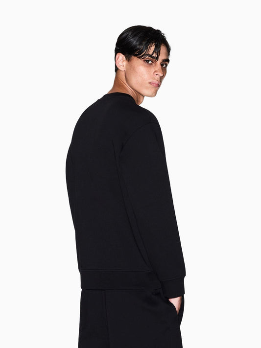 Felpa Uomo Nera Girocollo in Cotone