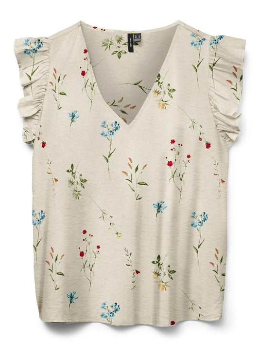 Vero Moda - Women's Josie Pumice White Bea Print Shirt