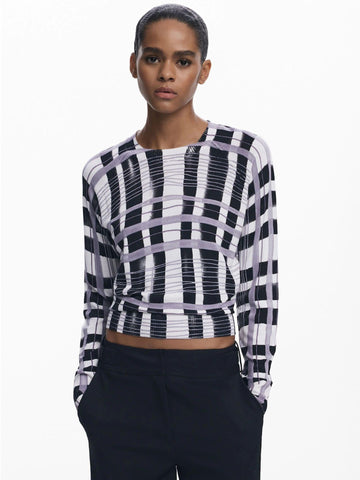 Pullover a righe mikado Donna Bianco