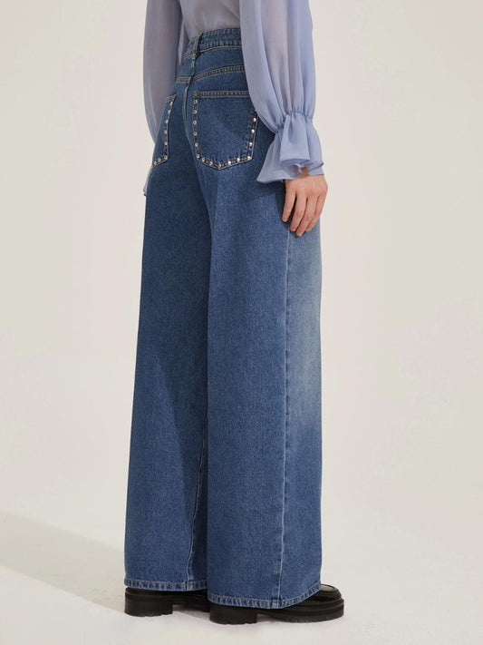 Emme Marella Denim con borchie Adorno Donna Blu