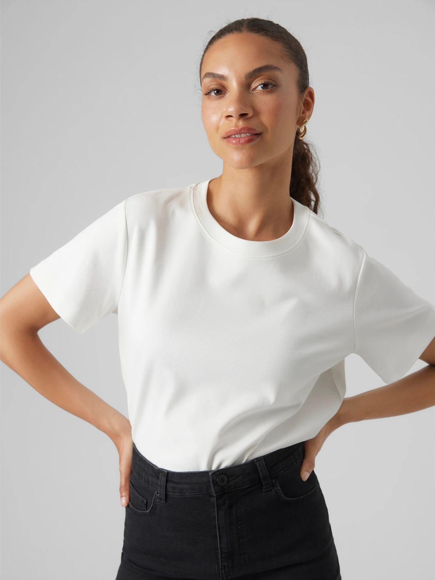 Vero Moda AWNAIMA T-Shirt Donna Snow White 10294544 Snow White VERO MODA 