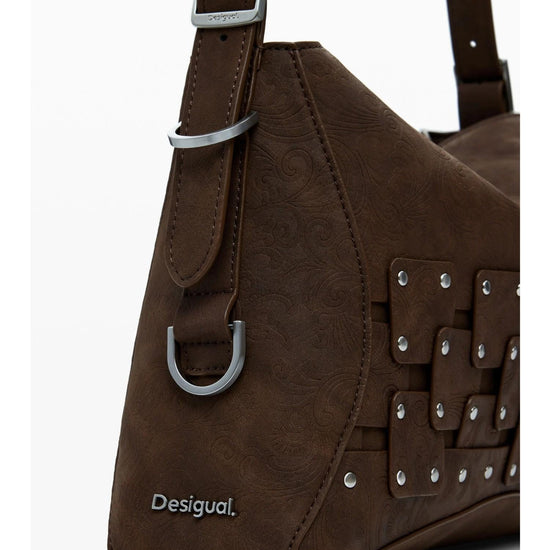Desigual Borsa a mano media con patch e borchie Donna Marrone 25WAXPBP 6009 DESIGUAL 