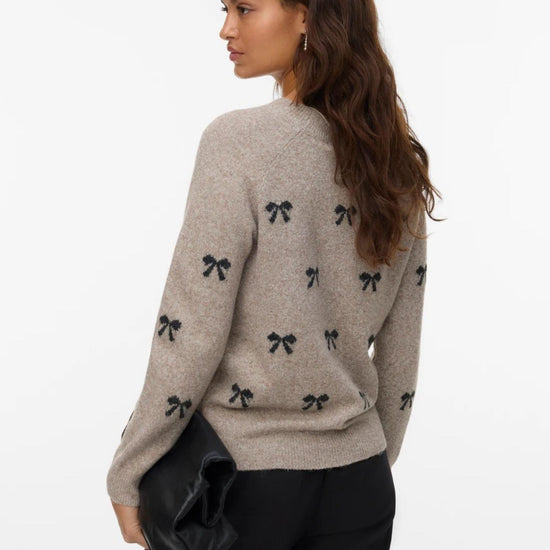 Vero Moda Pullover Donna Doffy Beige e Bianco 10330790 Woodrose W. WHITE HEARTS VERO MODA 