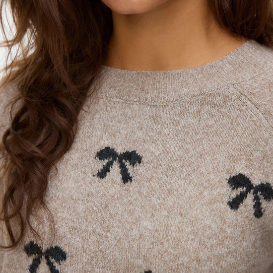 Vero Moda Pullover Donna Doffy Beige e Bianco 10330790 Woodrose W. WHITE HEARTS VERO MODA 