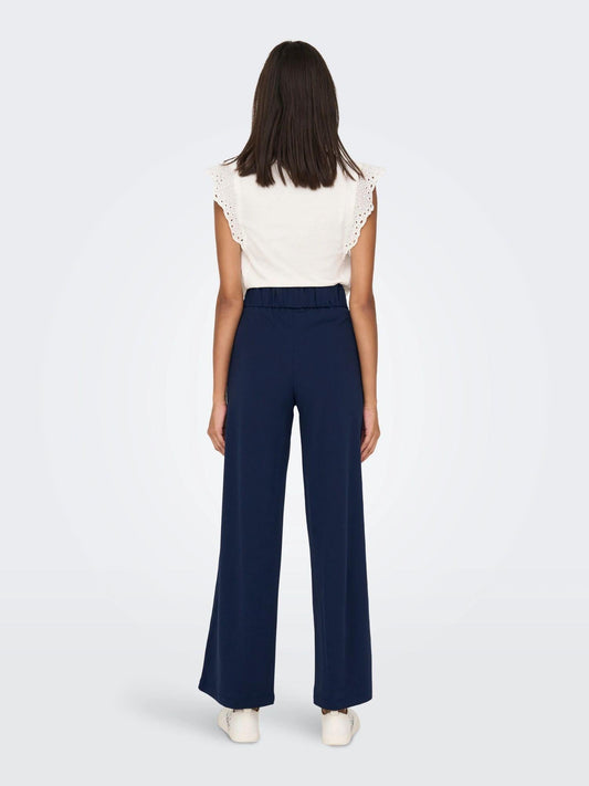 Jacqueline De Yong Women's Geggo Wide Leg Fit Black Iris Trousers