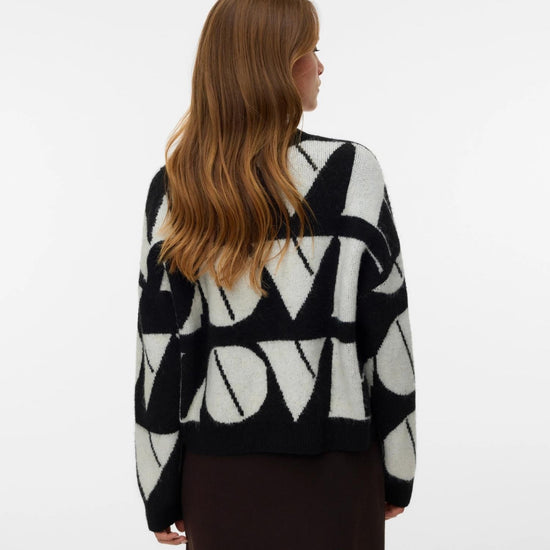 Vero Moda VMLOVE Pullover Donna Nero 10331432 Black W. BIRCH BIG LOVE VERO MODA 