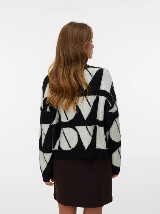 Vero Moda VMLOVE Pullover Donna Nero 10331432 Black W. BIRCH BIG LOVE VERO MODA 