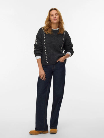 Vero Moda Women's Sweater Ilina Dark Grey Melange