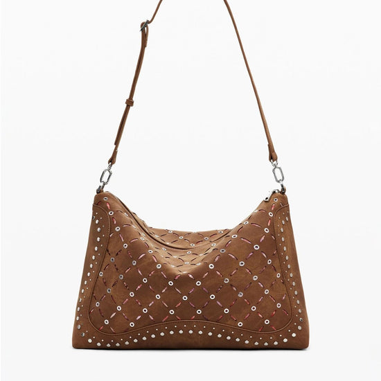 Desigual Borsa effetto pelle traforata media Donna Marrone 25WAXPB5 6011 DESIGUAL 
