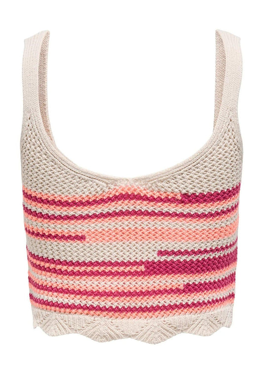 Top Donna Beige Fucsia