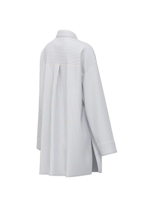 Emme Marella - Women's White and Blue Striped Shirt