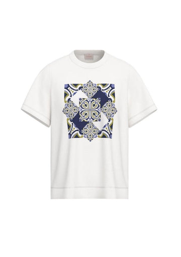 Emme Marella T-Shirt Donna Emmparaggi Bianca Stampa Mattonella