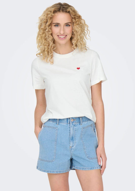 Jacqueline De Yong - Maglia Donna Pisa Bianca con Cuore