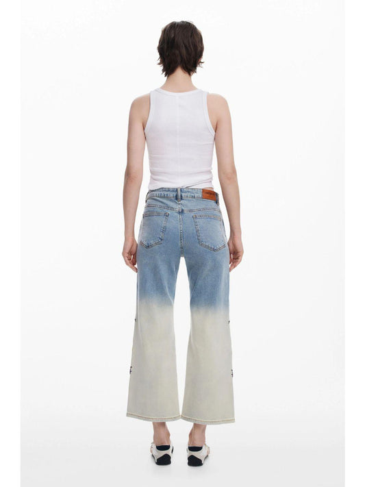 Desigual Jeans culotte a fiori Donna Blu Chiaro