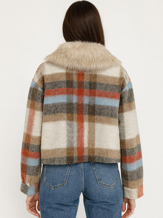 Michela Tasca - Giubbino Donna a Quadri Panna