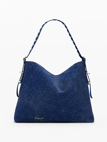Borsa a spalla media con rilievo mandala Donna Blu