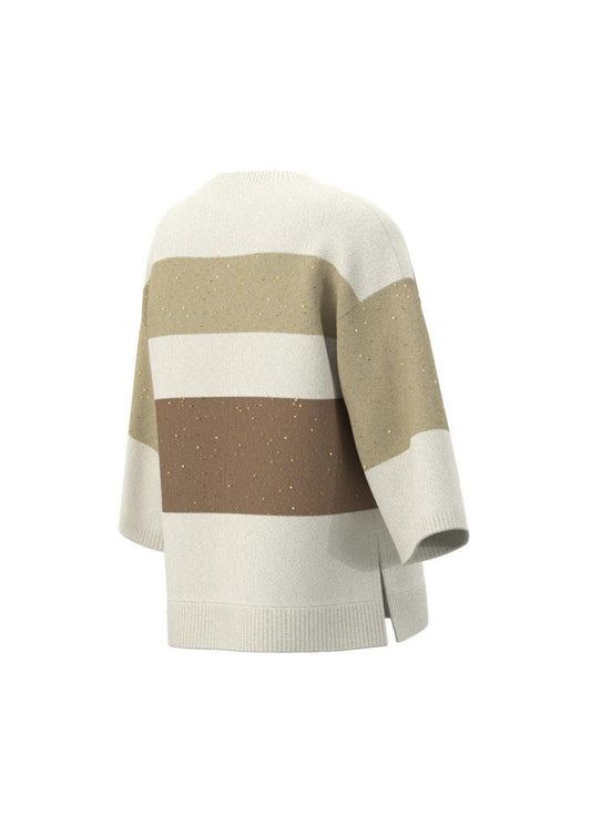 Emme Marella - Women's Exiled White Beige and Camel Sweater
