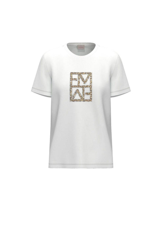 Emme Marella - Women's White T-Shirt with Gold Logo