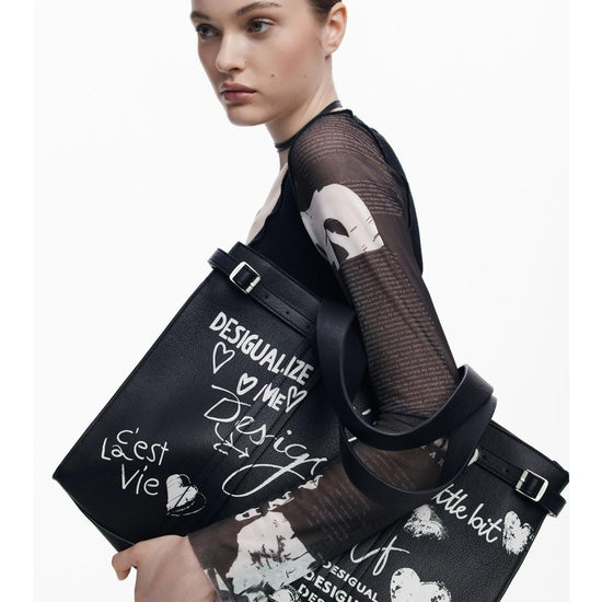 Desigual Shopper effetto pelle con lettere grande Donna Nero 25WAXPA5 2000 DESIGUAL 