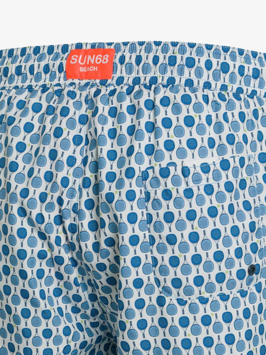 Modello Costume Uomo Bianco Turchese