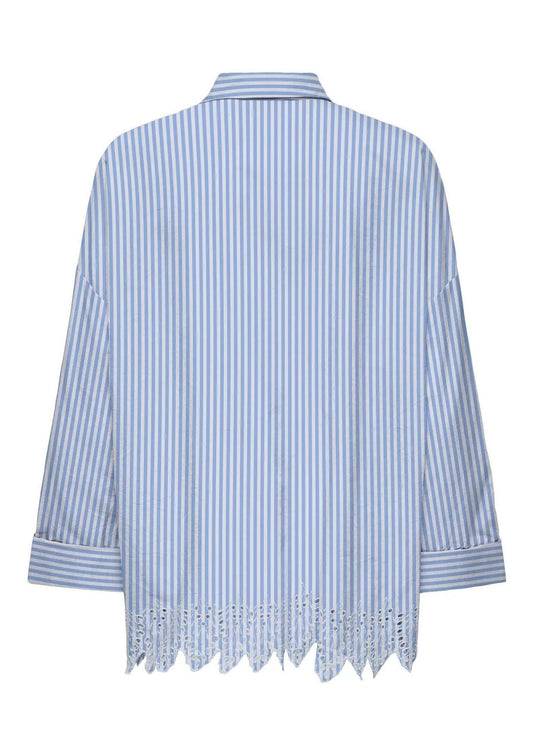 Only - Women's Graces White and Light Blue Striped Shirt