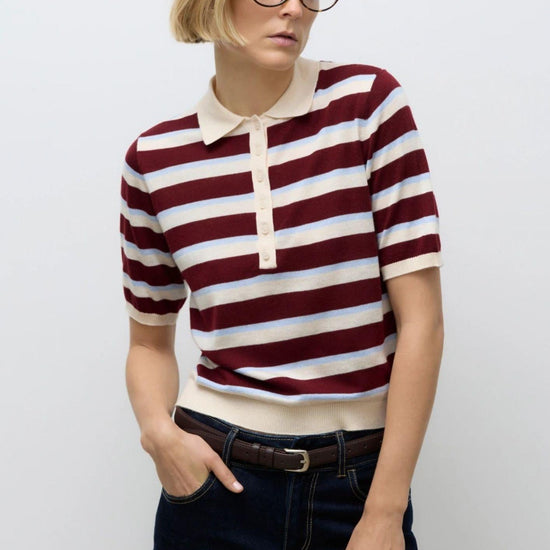 Aware Maglione Donna Sikita Bianco Betulla a Righe 10329594 Birch ZINFANDEL VERO MODA 