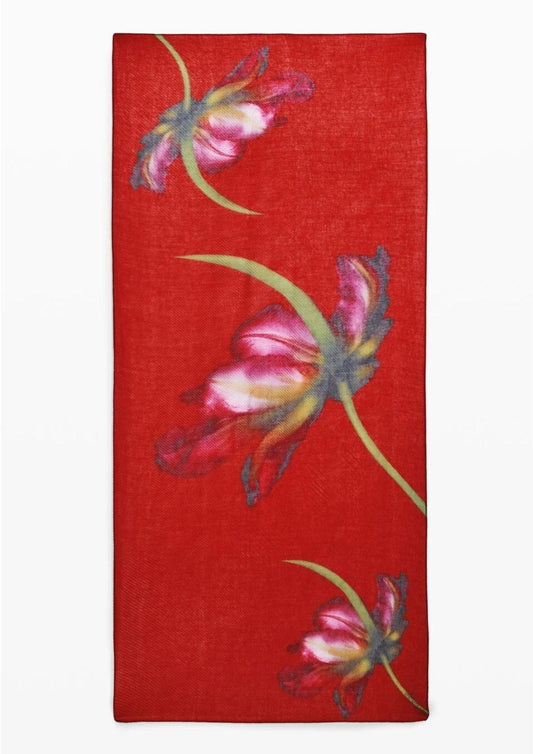 Foulard Donna Big Fiore Rectangle Arancio