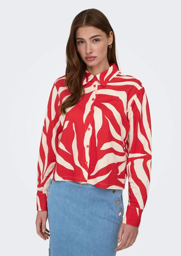 Only Camicia Donna Sakura Bianco e Rosso