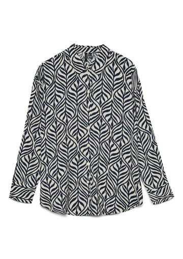 Vero Moda - Camicia Donna Josie Grigio Betulla e Blu Stampa Bonnie