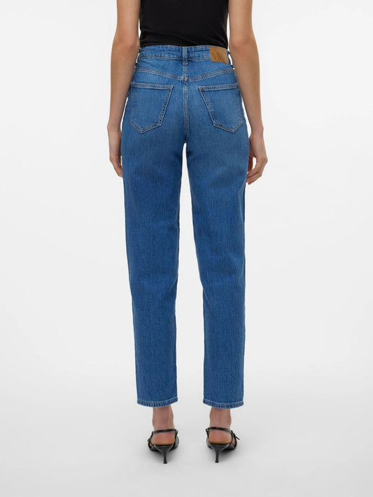 Vero Moda VMTESSA Vita alta Mom Fit Jeans Donna Medium Blue Denim