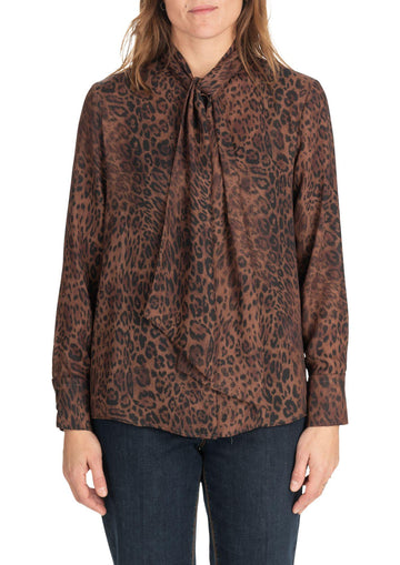 Blusa Donna Marrone Animalier