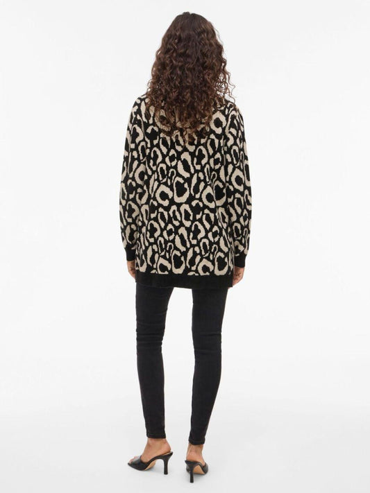 Cardigan Donna Tif Animalier Nero