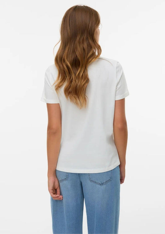 Vero Moda - Maglia Donna Ikami Bianco con Stampa Amore