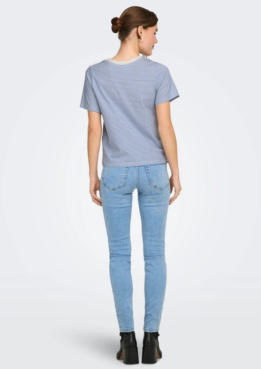 Jacqueline De Yong - Women's Pisa Blue and White T-Shirt
