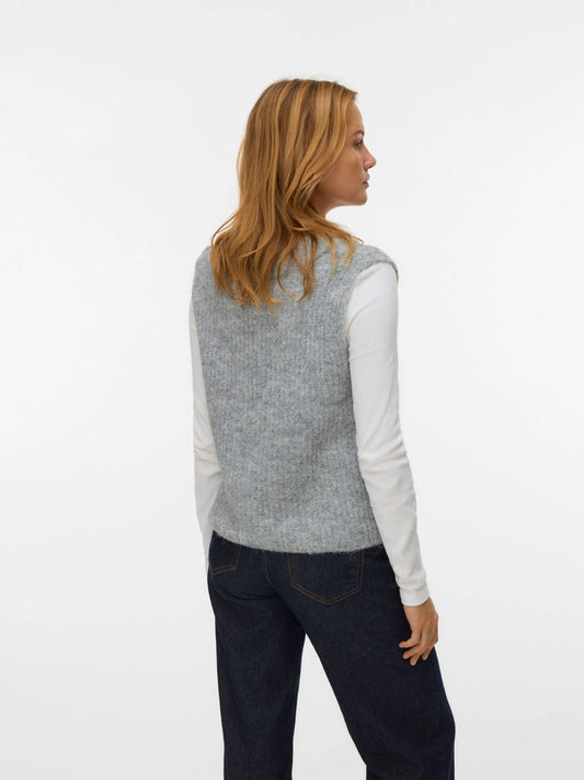 Vero Moda VMNOVAH Maglione smanicato Donna Medium Grey Melange