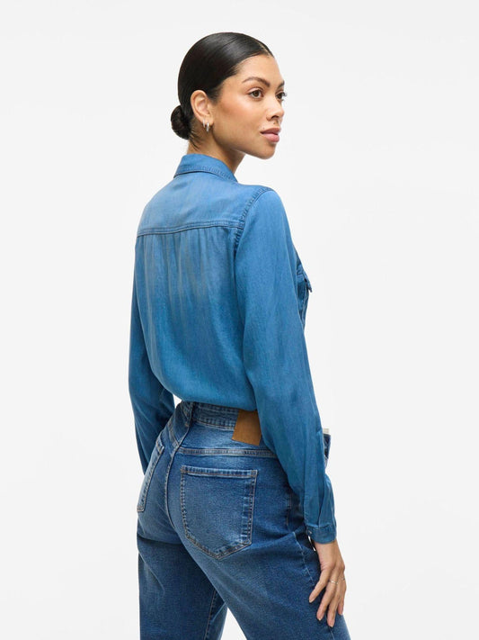 Vila Women's Denim Shirt Medium Blue Vibista