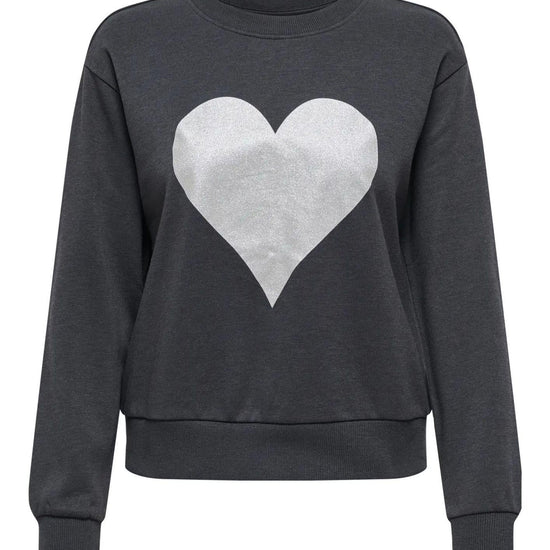 Jaqueline De Yong Felpa Donna Paris Grigia 15221015 Phantom SILVER HEART JACQUELINE DE YONG 