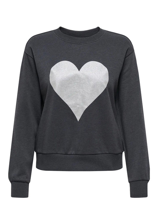 Jaqueline De Yong Felpa Donna Paris Grigia 15221015 Phantom SILVER HEART JACQUELINE DE YONG 